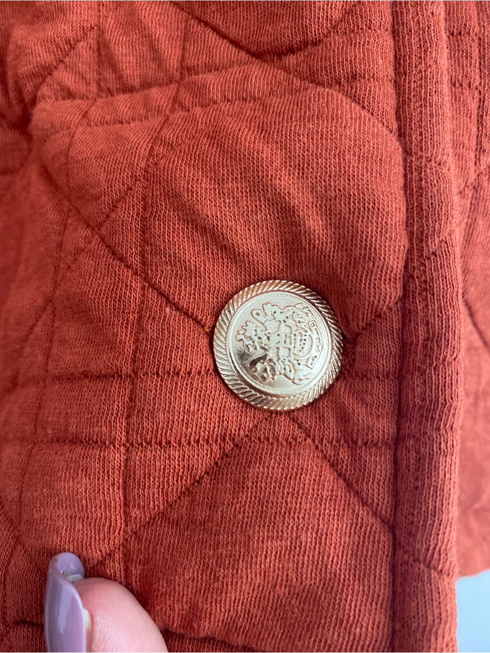 bagatelle Quilted Button-Front Jacket in Rust - Picture 3 of 6